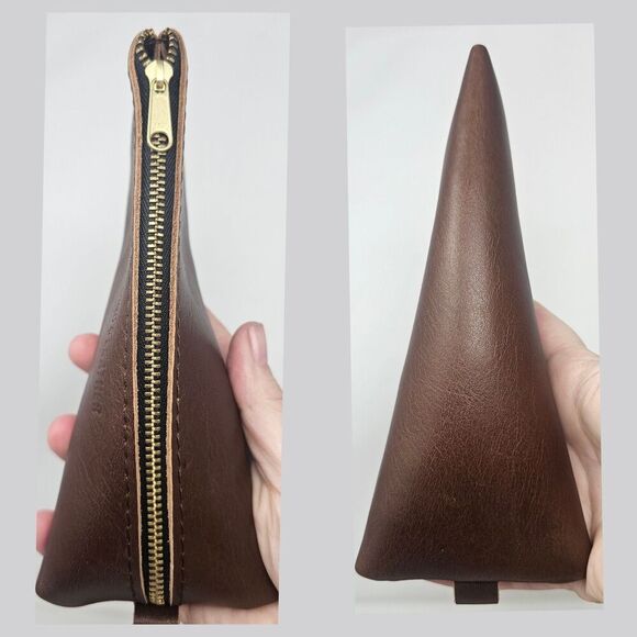 Portland Leather Goods Alpine Pouch Zippered Pouch Brown Makeup Bag NEW - Picture 6 of 7